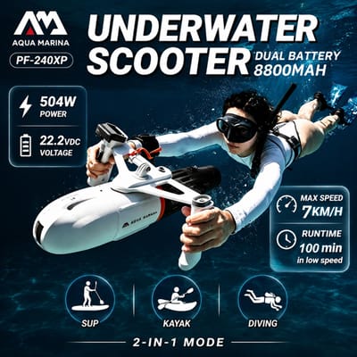 AQUA MARINA BLUEDRIVE XP Onderwaterscooter SUP Kajak Elektrische Motor, Drie Snelheden Instelbaar, Verticale Paddleboard, Opblaasbare Surfplank Elektrische Staartvin, Draagbare Onderwater Thruster