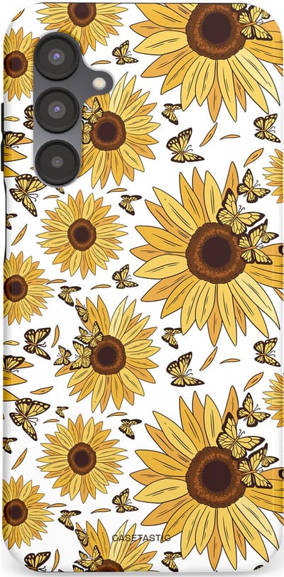 Casetastic Hoesje Geschikt voor Samsung A16 - Stijlvolle Beschermende Duo-layer Case - Zonnebloem Zomer met vlinders