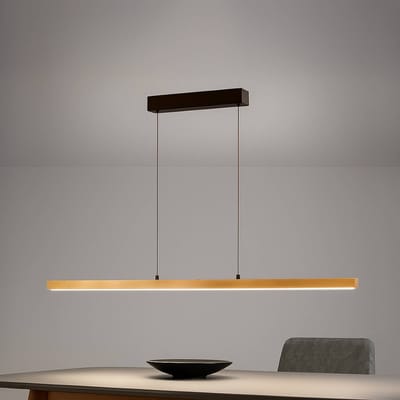 FISCHER & HONSEL LED hanglamp Shine-Wood, lengte 141 cm, eiken/zwart CCT