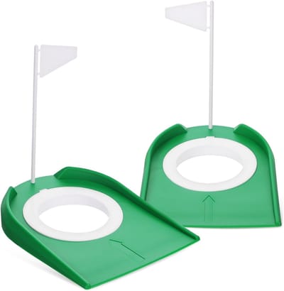 Draagbare Golf Putting Cups met Vlaggen - ABS Indoor/Outdoor Oefentool voor Golf Putter, Ideaal voor Thuis, Kantoor en Tuin, 2 Stuks