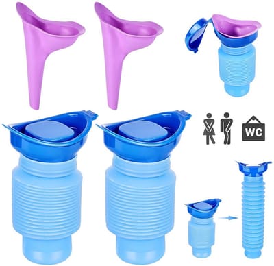 Urinoir 4 stuks - Mobiel toilet - Noodsituaties oplossen - Krimpbare fles - 750 ml capaciteit - Blauw