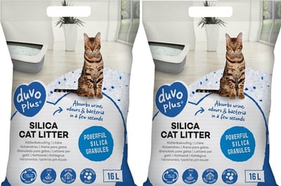 Kristal Kattenbakvulling Premium Silica – 2 x 16 Liter – Extra Absorberend – Geurcontrole – Stofarm – Voordeelverpakking 32 Liter