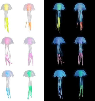 Dailygoods- Kwallen Decoraties 12 Stuks - Gloeiende Ornamenten - Aquarium Decoratie - Kunstmatige Kwallen - Siliconen Materiaal - Levensecht Design - Aquariumdecoratie
