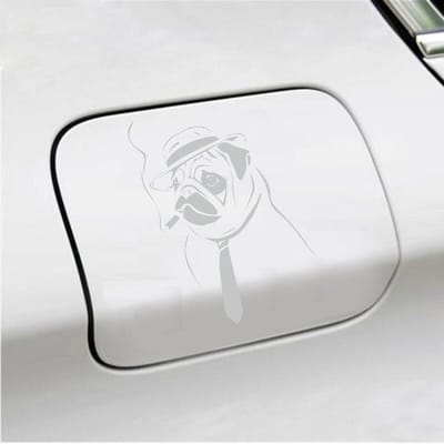Bumpersticker - Hond Rokend - 10 X 13,6 - Licht Grijs