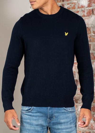 Lyle & Scott Cotton Merino Crew Neck Jumper Truien & Vesten Heren - Sweater - Hoodie - Vest- Donkerblauw - Maat XXL