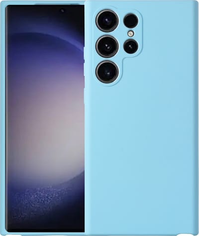 Hoesje Geschikt Voor Samsung Galaxy S23 Ultra hoesje siliconen suède backcover met microvezel laag – Licht Blauw