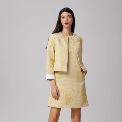 Minimalistische mini-jurk van brokaat