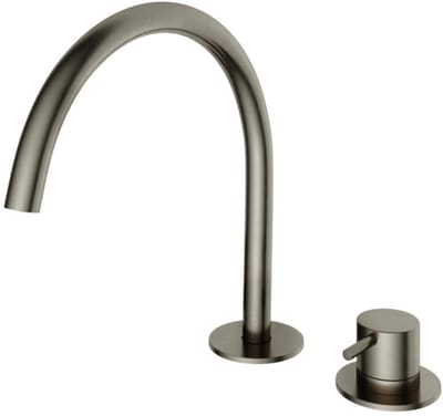 Hotbath Cobber - Wastafelmengkraan - zonder Waste - Laag - Geborsteld Zwart PVD - Opbouw - Messing - V07