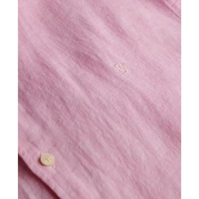 Superdry Overhemd Riviera Linen Classic Roze - Maat L - Heren - Overhemden Casual