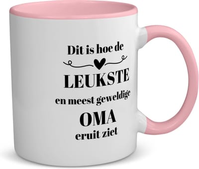 Akyol - dit is hoe de leukste en meest geweldige oma eruit ziet koffiemok - theemok - roze - Oma - meest leukste oma - verjaardag - cadeautje voor oma - oma artikelen - kado - geschenk - 350 ML inhoud