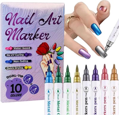 Dubbelzijdig Sneldrogend Marker Set - Nail Art Pennen Set - Nagel Art Pennen van 10 Regenboogkleuren