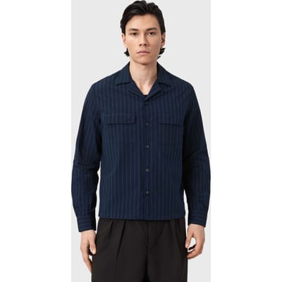 AllSaints Stanley Ls Shirt Navy Blue Taglia: M | Camicie Casual Outlet | Uomo | Blu