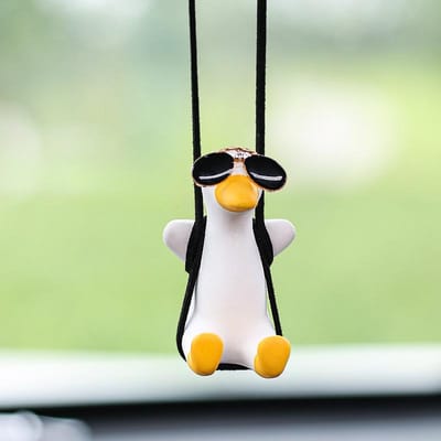 Adorables Ornements de Canard pour Voiture , Pendentif Balançoire à Pneu pour Rétroviseur Intérieur jaune