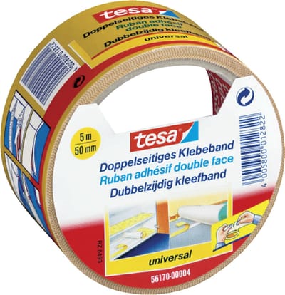 Tapijttape tesa® universal 5mx50mm dubbelzijdig wit | 6 stuks