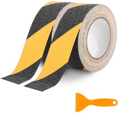 Dailygoods- Antislipstrips Waterdicht - Antislip Plakband - Geel/Zwart - Hoge Tractie - Voor Trappen/Ladder - PVC 5 cm x 10 m - Griptape