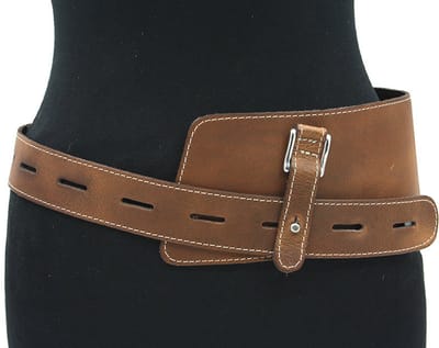 Dames heupriem cognac zonder gesp - 10 cm breed - Leer - Brede riem - Casual - Maat 90
