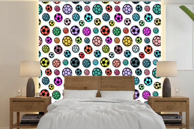 Behang - Fotobehang Patronen - Voetbal - Sport - Jongens - Kinderen - Kids - Breedte 240 cm x hoogte 240 cm