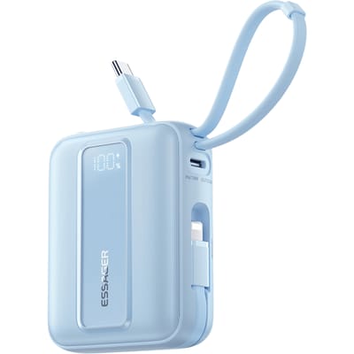 Essager Quick Charge Compact Powerbank met Kabels Blauw 10.000 mAh