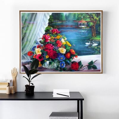 Diamantmozaïek volledige ronde bloem 5D Diamond schilderij foto Strass borduurwerk Home Decor cadeau 20X30CM gray