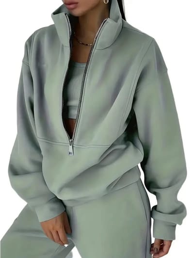 Livano Joggingpak Dames - Huispak - Trainingspak - Volwassenen - Capuchon - Jogging Pak - Joggingbroeken - Broek - Hoodie - Groen - Maat S