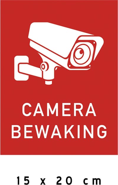 Pictogram/ bord | "Camerabewaking" | 15 x 20 cm | CCTV | Rood | Kunststof | Camera toezicht | Let op! | Bewaking | Waarschuwing | 1 stuk