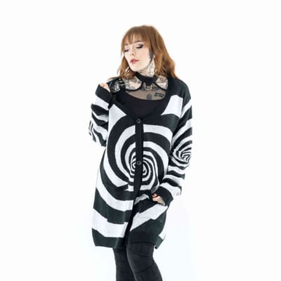 Vixxsin - Hypno Lange cardigan - S - Zwart/Wit