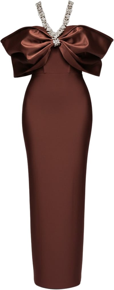 LARICA Jurk - Strapless - Rits - Effen Bruin S