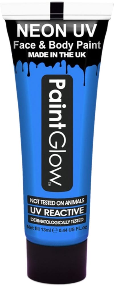 PaintGlow - UV Face & Body paint - Blacklight verf - Festival make up - 12 ml - blauw