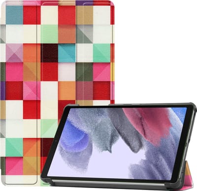 Hoesje - Geschikt voor Samsung Galaxy Tab A7 Lite - Dun & Stevig - Hardcover Book Case - Trifold Bookcase Hoes - Hard Cover - Tablethoes - Blokken