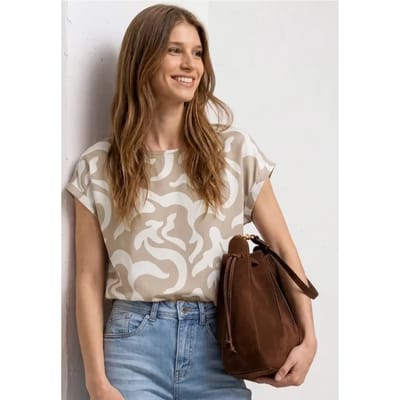 Blouse met hangende schouder en print