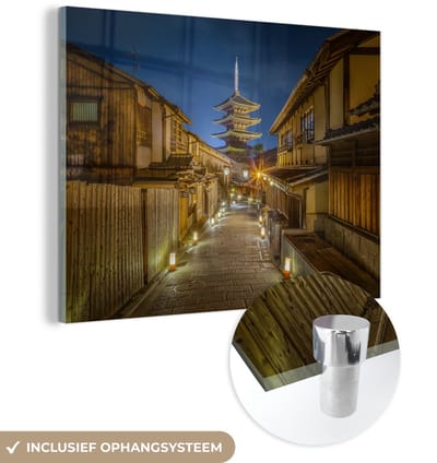 ® Glasschilderij 160x120 cm - Schilderij acrylglas - Higashiyamaku bij het Japanse Kyoto - Foto op glas - Muurdecoratie woonkamer - Wanddecoratie slaapkamer - Schilderijen