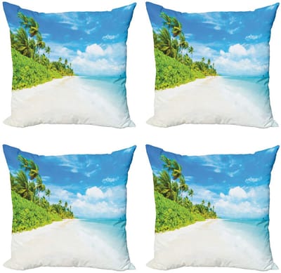 ABAKUHAUS – Oceaan kussenhoezen – Set van 4 × 40 × 40 cm – Dubbelzijdige print – Microvezel multicolor