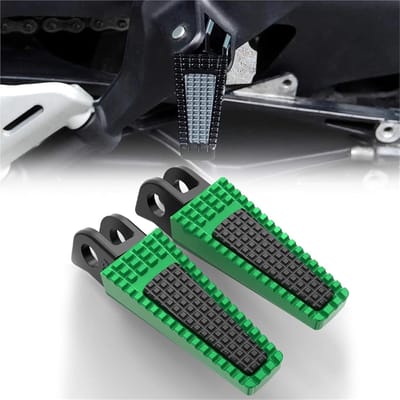 Motorfiets Voetsteunen - Passagierssteunen Achter - Verbeterde Grip - Slijtvast Aluminium Rubber - Groen