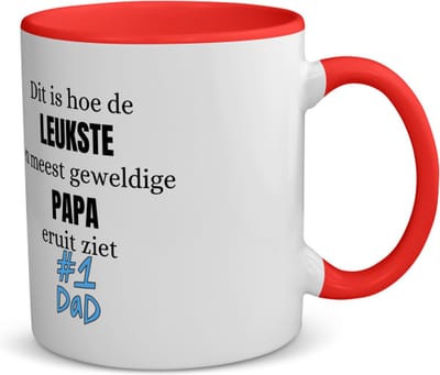Akyol - dit is hoe de leukste en meest geweldige papa eruit ziet koffiemok - theemok - rood - Vader - papa - vaderdag - cadeau - verjaardag - opa - 350 ML inhoud