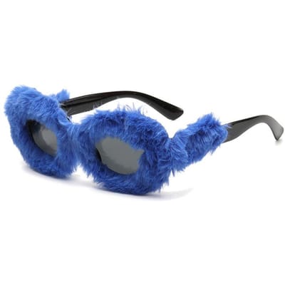 Y2K Zachte Volledig Wolle Punk Zonnebril Dames Heren Trend Bont Fluweel Roze Zonnebrillen Sexy Dame Luxe Merk Designer Brillen