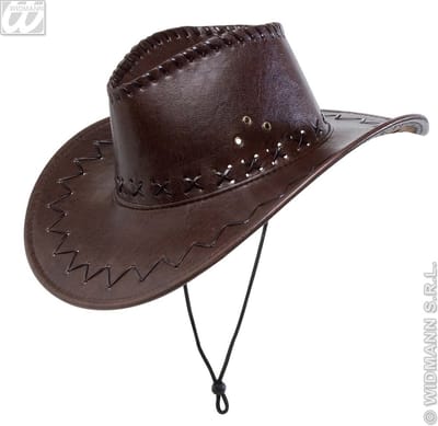 cowboyhoed lederlook met decoratie bruin