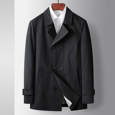 Heren Trenchcoat Lente en Herfst Middelbare Leeftijd en Jonge Mannen Lichte Luxe Revers Dubbele Rij Borst Trenchcoat Zakelijke Trend Jas 4XL