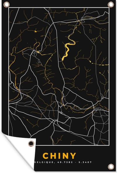 Muurdecoratie Chiny - Kaart - Goud - Plattegrond - Stadskaart - 120x180 cm - Tuinposter - Tuindoek