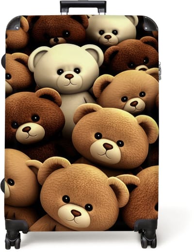 NoBoringSuitcases.com® - Koffer groot - Reiskoffer lichtgewicht - Teddybeer - Knuffel - Bruin - Beer - Jongens - Meisjes - Rolkoffer met 4 wielen - Grote trolley XL - 98 liter bagage