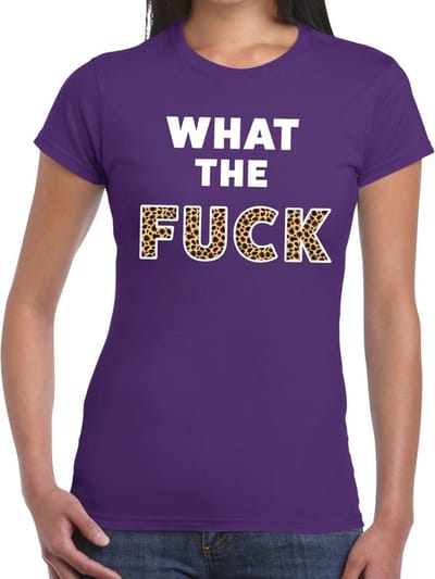 What the Fuck tijger print tekst t-shirt paars dames - dames shirt What the Fuck tijger print S