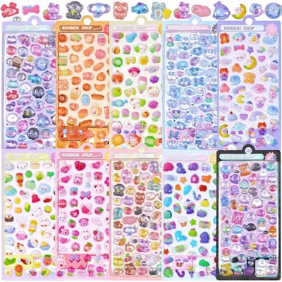 10 Vellen 3D Puffy Stickers Kawaii Jelly Stickers Voor Scrapbooking Laptop Telefoon Decoratie United States gray