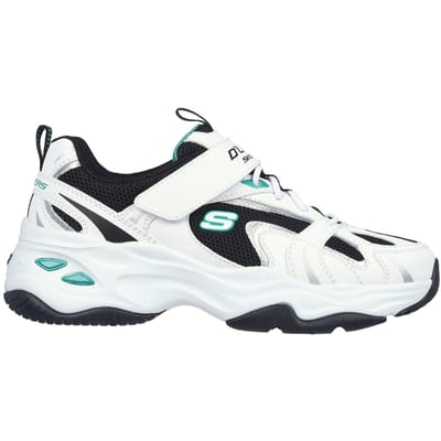 Skechers DLites 4.0 sportschoenen met dikke zool voor kinderen (Wit, Zwart)