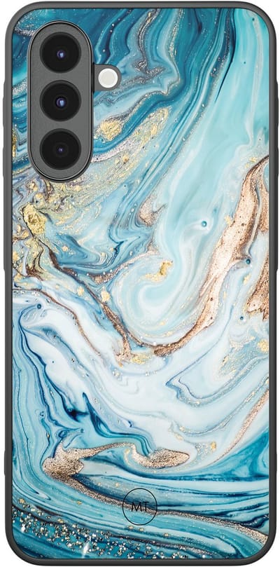 Hoesje geschikt voor Samsung Galaxy A16 - Marmer blauw goud - TPU Hard Case Backcover - Blauw - Mooie Telefoonhoesjes
