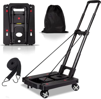Opvouwbare Steekwagen Lichtgewicht - Sterke Trolley met 4 Draaibare Wielen