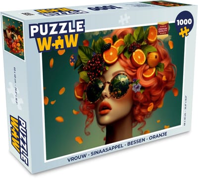 Puzzel Vrouw - Sinaasappel - Bessen - Oranje - Legpuzzel - Puzzel 1000 stukjes volwassenen