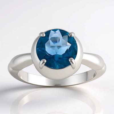 Cavill - Ronde Zilveren Ring 925 Sterling Zilver met Palladium - 1,828 ct Braldu Fluoriet - Elegante Modieuze 8 mm Edelsteen - Sieraden Dames