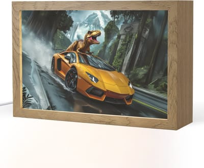 Nachtlampje 30x20 cm - Kinder lampje - T-Rex - Auto - Regenwoud - Tafellamp kinderkamer - Slaapkamer lamp - Bedlamp kinderen - Kinderlampje stopcontact - Wandlamp babykamer - Nachtlampjes