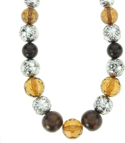 Behave - Kralen Ketting Daisy - Bruin en Goudkleur - 48,5 cm