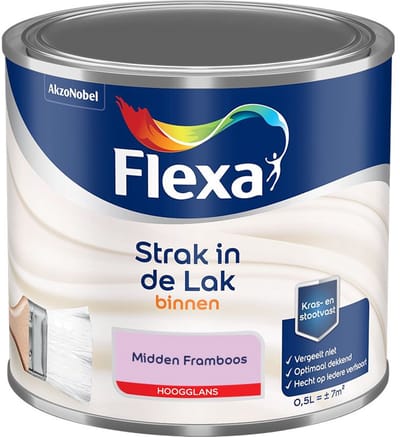 Flexa - Strak In De Lak Binnenlak Hoogglans - Midden Framboos - Mengverf - 500 Ml