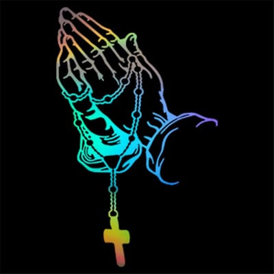 Autocollant Carrosserie Bouddha Main Perles de Prière Geste de Prière Sacré Crucifix Réservoir de Carburant Moto Autocollants Décoratifs Mode